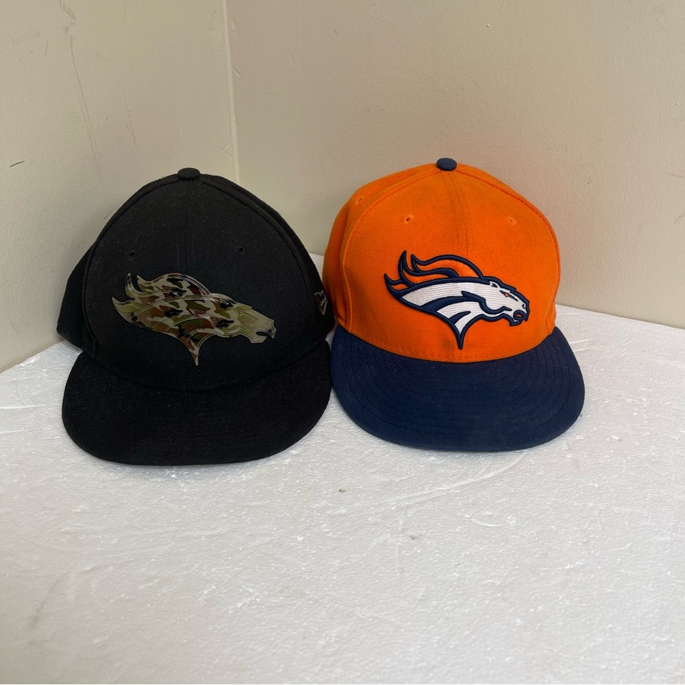 NFL Denver Broncos New Era 7 1/4 Fitted Hats Lot Of Two Military Camo